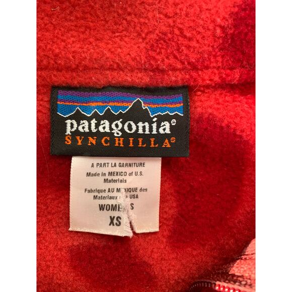 Patagonia Synchilla Aegean sea in big stripe red XS women c.2005 - Picture 2 of 8